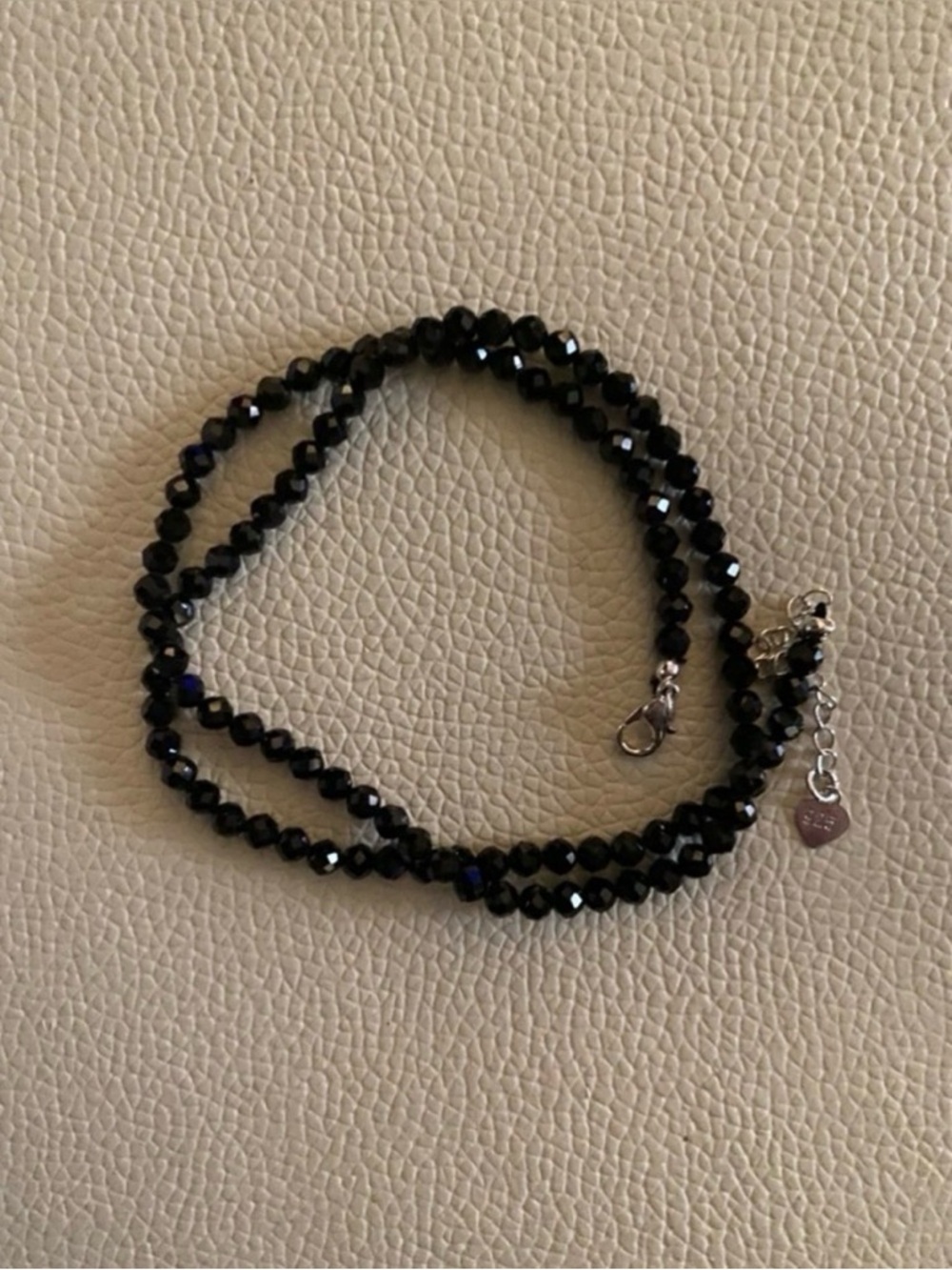 AAA+ Faceted Black Spinal 4mm Bead Gemstone Necklace 925 Sterling Silver